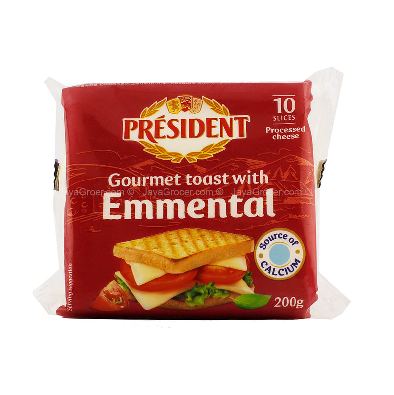 PRESIDENT EMMENTAL SLICE CHEESE 10/S 200G