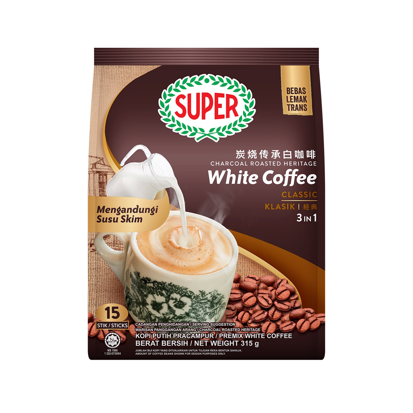 Super Charcoal Roasted White Coffee 3 in 1 Classic 21g x 15