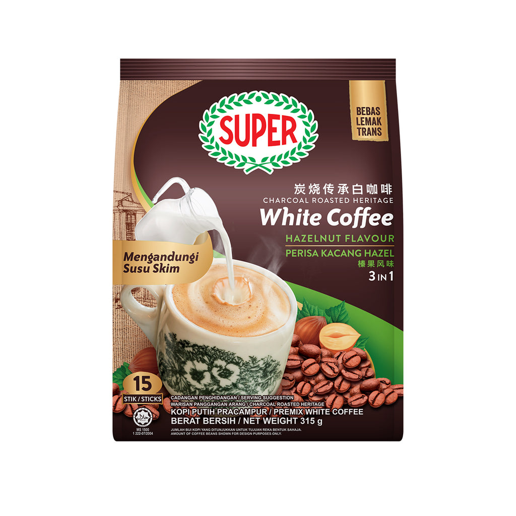 Super Charcoal Roasted White Coffee 3 in1 Hazelnut 21g x 15