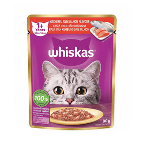 Whiskas Pouch Real Fish Salmon Mackerel 80g