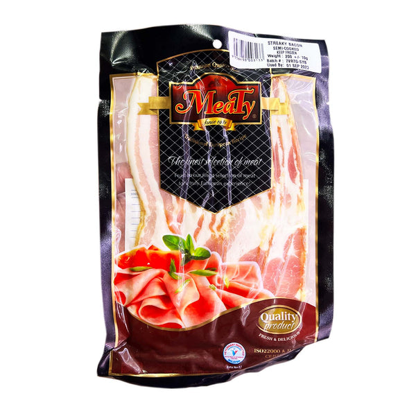 [NON-HALAL] Meaty Semi-Cooked Streaky Bacon 200g (highest price)