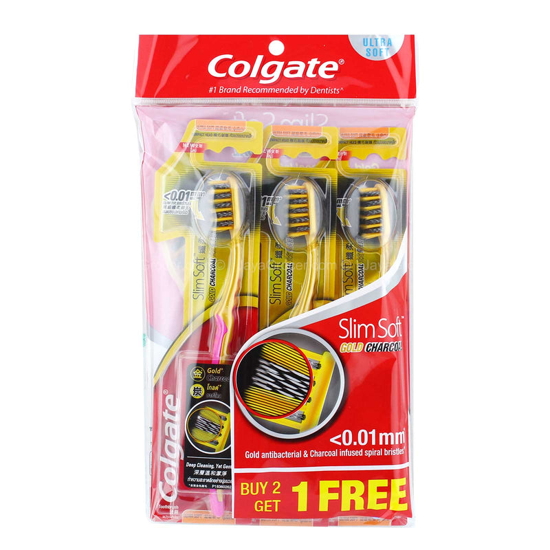 Colgate Slim Soft Charcoal Gold Toothbrush 3pcs/pack