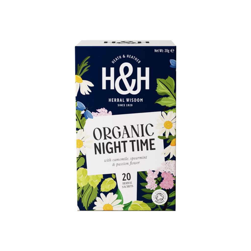 Heath & Heather Organic Soft And Sleepy Night Time Tea with Camomile, Valerian and Hops 40g