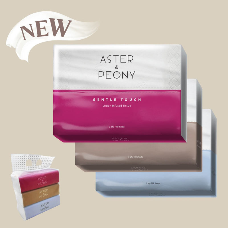 Aster & Peony Gentle Touch Tissue 3 ply 100 sheets x 3