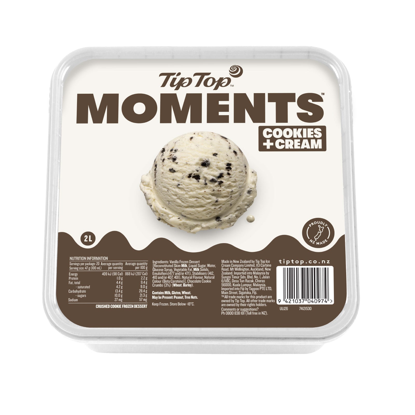 Tip Top Moments Cookies & Cream Ice Cream 2L