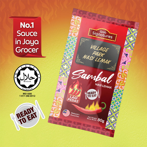 Grab Signatures Village Park Nasi Lemak Lagi Pedas Sambal Sachet 80g (highest price)