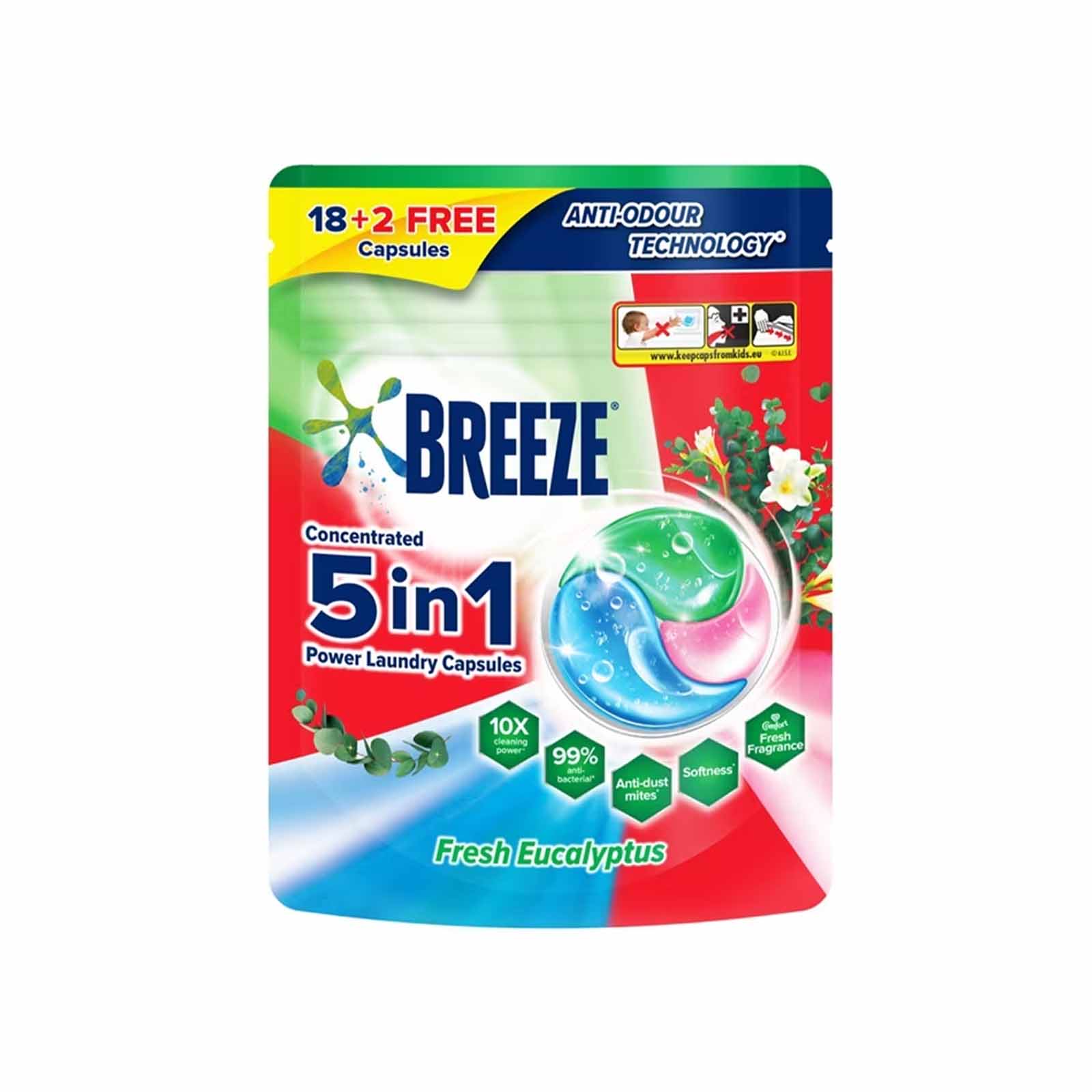 Breeze Eucalyptus Laundry Capsules (Pouch) 210g x 18