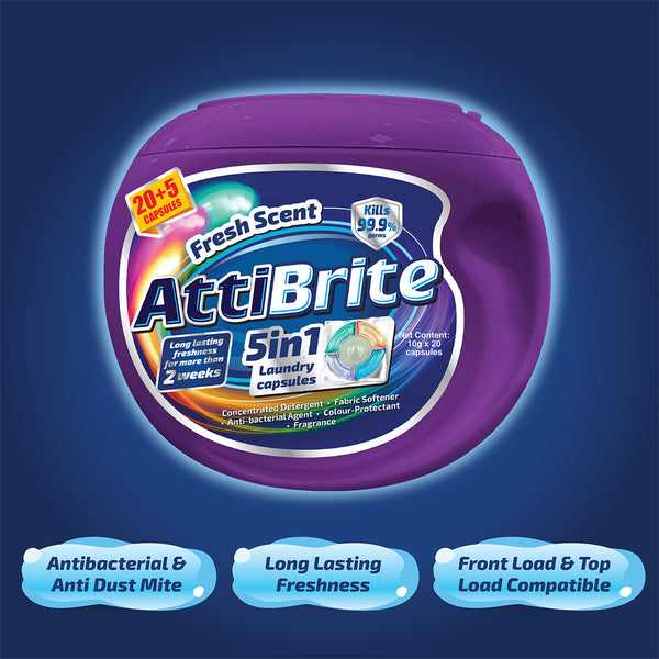 Attibrite Laundry Capsules Fresh Scent 10g x 20