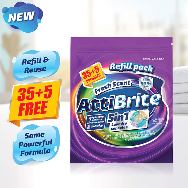Attibrite Laundry Capsules Fresh Scent Refill 10g x 40