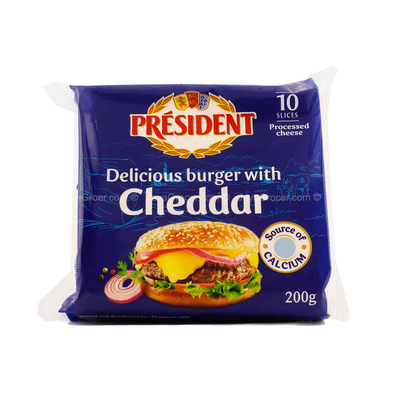 President Burger Cheddar Sliced Cheese 200g