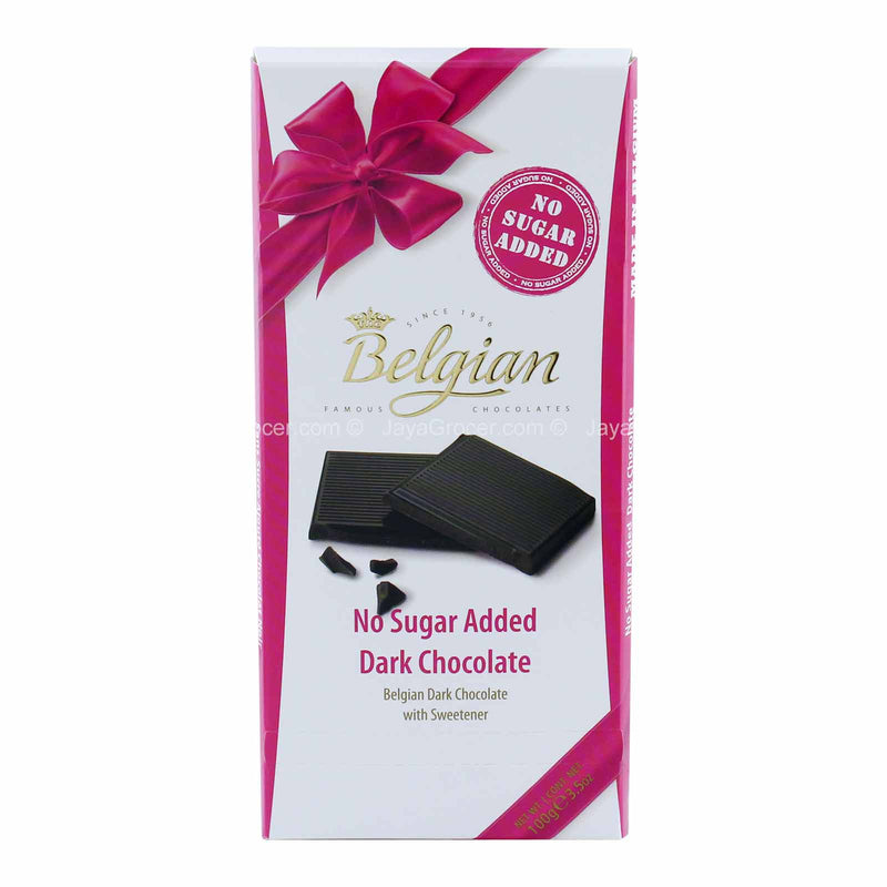 Belgian No Sugar Added Dark Chocolate Bar 100g