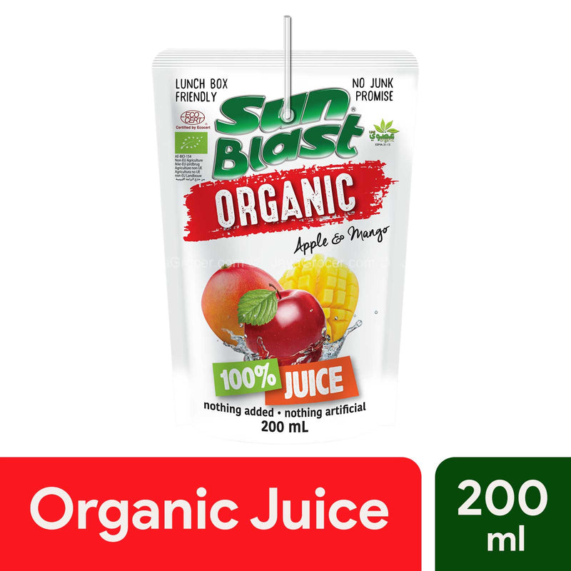 Sun Blast Organic Apple Mango No Sugar 200ml