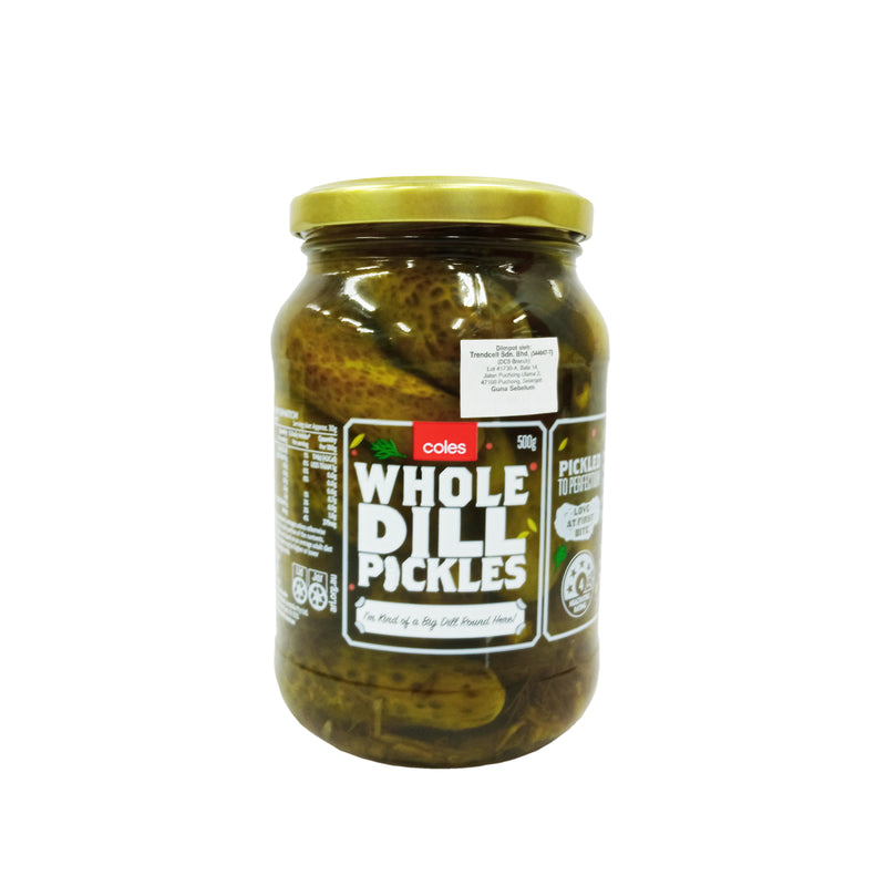 Coles Whole Dill Gherkins 500g