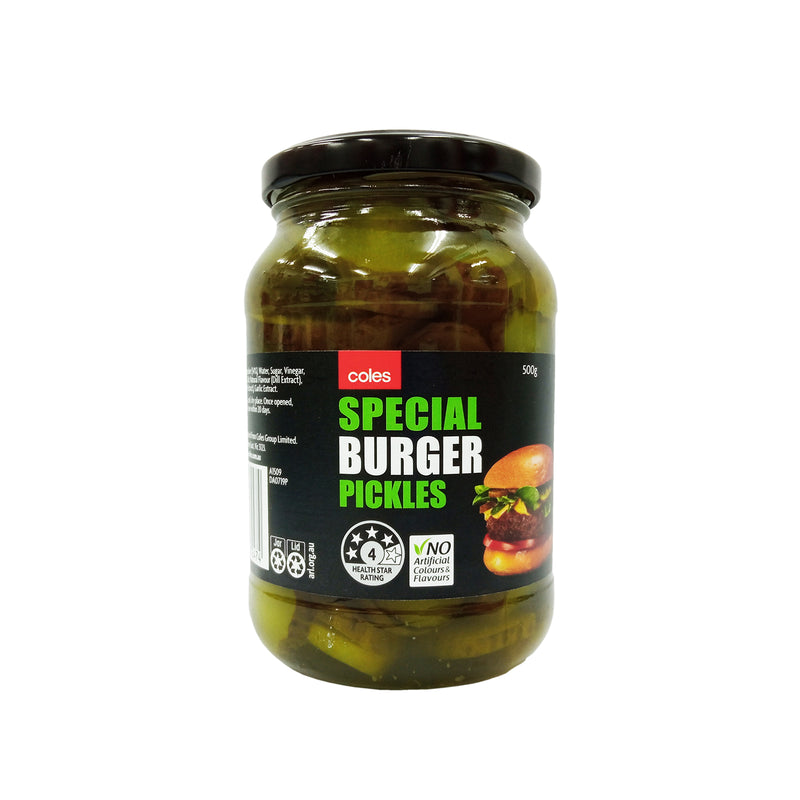 Coles Specials Burger Pickles 500g