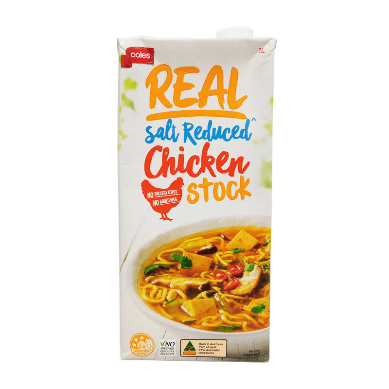 Coles Real Stock Salt Reduced Chicken 1L